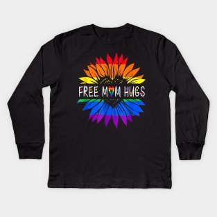 Free Mom Hugs Gay Pride LGBT Rainbow Flower Cool Gifts Kids Long Sleeve T-Shirt